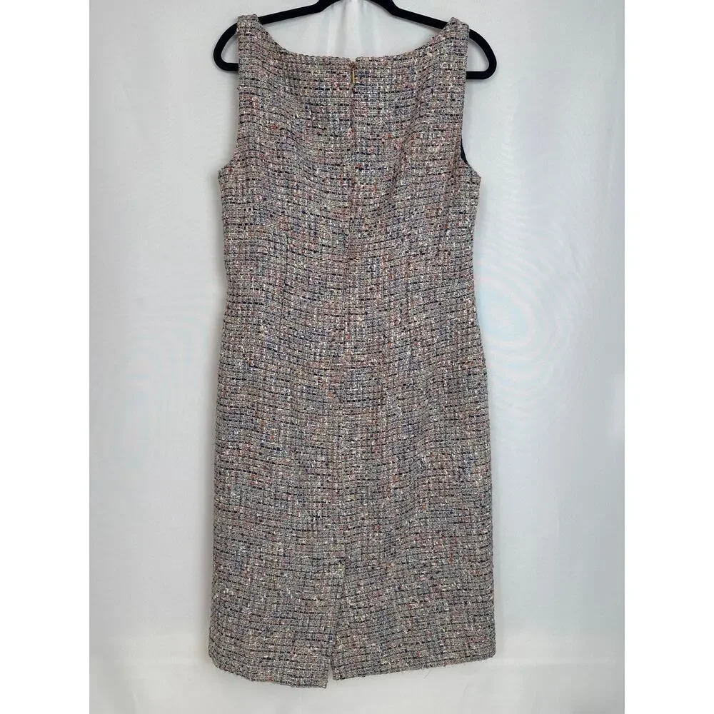 Tory Burch Navy Multi Tweed Sheath Dress Size 14